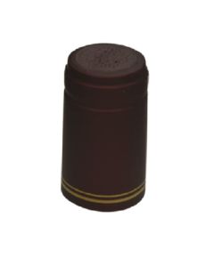Wine Bottle PVC Heat Shrink Capsules with Tear Tabs [Burgundy with Gold Stripes, 30 x 60mm, PVC, 165 Count]
