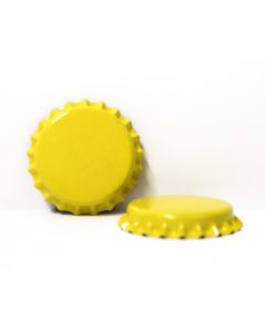 Beer Bottle Crown Caps [Yellow, 26mm, Oxygen Barrier, Pry-Off, 150 Count]