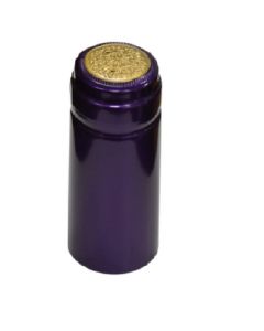 Wine Bottle PVC Heat Shrink Capsules with Tear Tabs [Purple with Gold Top, 30 x 60mm, PVC, 80 Count]