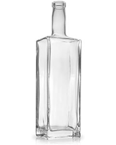 Liberty Rectangular Glass Wine And Spirits Bottles - [750 ml, Bar Top Finish, Clear, Case Of 4, Made In USA]