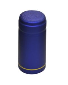 Wine Bottle PVC Heat Shrink Capsules with Tear Tabs [Cobalt Blue with Gold Stripe, 30 x 60mm, PVC, 165 Count]