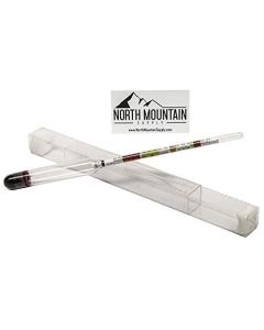 North Mountain Supply – NMSTS-H Glass Triple Scale Hydrometer – Specific Gravity 0.760–1.150 – Potential ABV 0–16% – Sugar Per Liter 0–341
