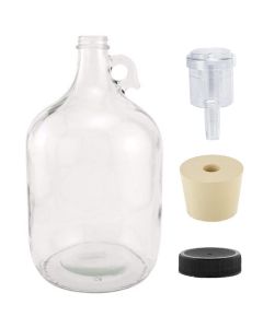 Glass Fermenting Jug with Handle – [1 Gallon, with Stopper, Airlock & Lid, 1-Pack]