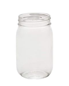 Regular Mouth Mason Jars [16 oz, Clear Glass, No Lids, Case of 12]
