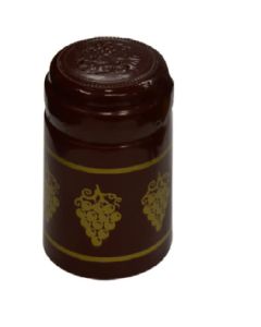 Wine Bottle PVC Heat Shrink Capsules with Tear Tabs [Maroon with Grape Side Print, 31 x 55mm, PVC, 80 Count]