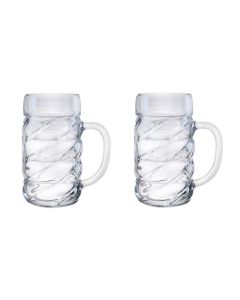 World’s End Beer Mugs [21 oz, Crystal Clear Glass, Thick Wall, Set of 2]