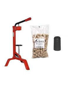 Portuguese Floor Corker Kit - [With 100 #9 1 3/4 in Corks, 80 Black PVC Shrink Capsules, For Wine Bottles]