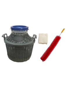 Wide Mouth Glass Demijohn Carboy with Plastic Basket [5 Liter, Approx. 1 Gallon, Clear Glass, Includes Lid, Cheesecloth, Rubber Band, and Cleaning Brush]