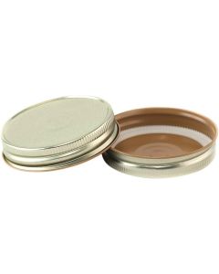 Regular Mouth Safety Button Mason Jar Lids - [70 mm, Gold Hi Heat, One Piece Metal, BPA Free Plastisol, Pack Of 72]