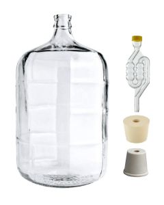 Glass Carboy Fermenting Jug – [5 Gallon, Premium Italian, with Stoppers & Airlock]