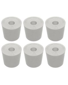 Drilled Rubber Stoppers - [#5.5 Size, Slip Resistant, Fits Standard Airlocks, Pack Of 6, Food Grade]