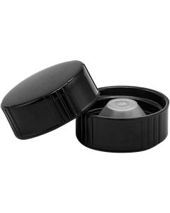 Phenolic Polyseal Screw Caps with PolyCone Liner [28mm, Black Plastic, 28-400, Pack of 15]