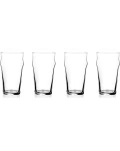 English Pub Beer Glasses [20 oz, Crystal Clear Glass, Stackable, Set of 4]