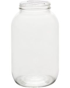 Glass Canning Jar with Metal Lid [1/2 Gallon, Clear Glass, 63 CT, White Metal Lid]