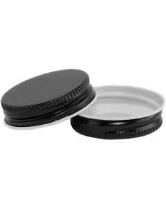 Black Metal Screw Caps - [38 mm, 38 400 Finish, Plastisol Liner, Hot Fill Compatible, Pack Of 15, Made In USA]