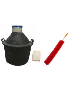 Wide Mouth Glass Demijohn With Plastic Basket - [20 Liter, Approx 5 Gallon, Includes Cheesecloth, Rubber Band, Cleaning Brush And Lid]