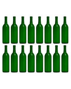 Bordeaux Wine Bottles with Cork Finish [750ml, Champagne Green Glass, Flat Bottom, Case of 16]