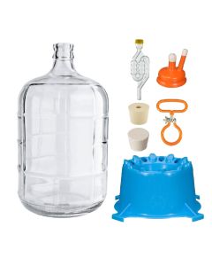 Premium Italian Glass Carboy Fermenting Jug - [3 Gallon, With Drilled And Undrilled Stoppers, 6 Bubble Airlock, Carboy Dryer, Handle And Cap]