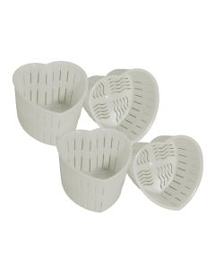 Heart Shaped Cheese Making Molds [5 x 3.5 Inch, Plastic, Made in Italy, Pack of 4]