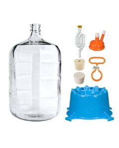 Premium Italian Glass Carboy Fermenting Jug - [5 Gallon, With Stoppers Airlock Dryer Handle And Cap]