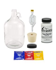 Glass Fermenting Jug with Handle Set – [1 Gallon, with Stopper, Airlock, Lid, Yeast Assortment & Nutrients]