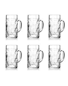 Oktoberfest Beer Mugs [21 oz, Crystal Clear Glass, Freezer-Friendly, Set of 6]
