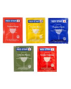 Red Star Wine Yeast Sampler Pack - [5 Varieties, Premier Blanc, Premier Rouge, Premier Classique, Premier Cuvée, Cote Des Blancs]