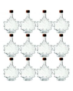 Maple Leaf Syrup Bottles with Tamper-Evident Plastic Lids [17 fl oz, 500 ml, Clear Glass, Gold Plastic Lids, Case of 12]