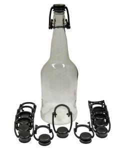 Swing Top Caps for Grolsch Style Bottles [Black Plastic, Pressure Rated, Fits Most Standard Swing Top Bottles, Pack of 12]