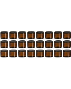 Amber Straight Sided Spice and Canning Jars with Plastic Lids [2 oz, Amber Glass, 53mm Black Plastic Lids, Case of 24]