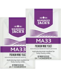 Mangrove Jack’s MA33 Wine Yeast - [2 Pack, 8 g Sachets, For Fruity White And Blush Country Wines, Acid Reducing]