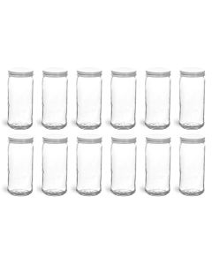 Tall Mason Canning Jars with Metal Lids [8 oz, Clear Glass, 58mm Mouth, White Metal Lids, Case of 12]