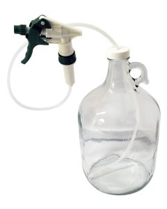 Loop Handle Glass Jug with Hose End Trigger Sprayer [1 Gallon, Clear Glass, 36 Inch Hose]