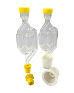 Italian Twin Bubble Fermentation Airlock Set - [2 Pack, With Grommets And Universal Carboy Bungs, For 3 To 6.5 Gallon Carboys]