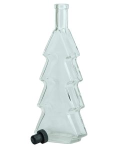 Christmas Tree Wine Bottles with Tasting Cork [500ml, Clear Glass, Black Tasting Cork, Single Bottle]