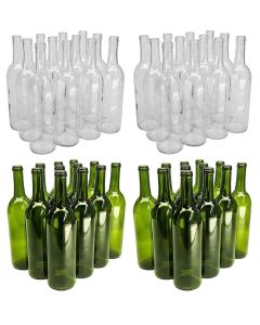 Bordeaux Wine Bottles with Cork Finish [750ml, Clear and Champagne Green Glass, 48 Count, Made in USA]