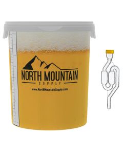 Graduated Fermenting Bucket With Twin Bubble Airlock - [8 Gallon, 30 Liter, With Installed Grommet, Made In Italy]