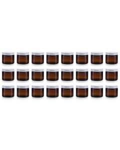 Amber Glass Straight Sided Spice And Canning Jars - [2 oz, 53 mm White Metal Lids, Case Of 24]