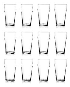 English Pub Beer Glasses - [10 oz, Stackable, Break Resistant, Crystal Clear Glass, Set Of 12, Made In Bulgaria]