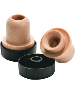 Bar Top Tasting Corks With Pour Spout - [Synthetic Shaft, Black Plastic Tops, Pack Of 12]