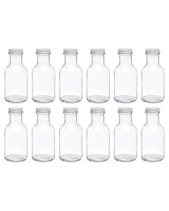 North Mountain Supply 8 Ounce Glass Stout Sauce Bottles - [38mm White Metal Lids, Case Of 12, Made In Usa]