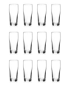 Brewhouse Beer Glasses - [20 oz, Stackable, Set Of 12, Crystal Clear, Break Resistant, Made In USA]