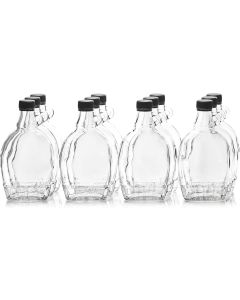 Glass Maple Syrup Bottles with Loop Handle - [12 oz, with Black Tamper Evident Lids, 12-Pack]