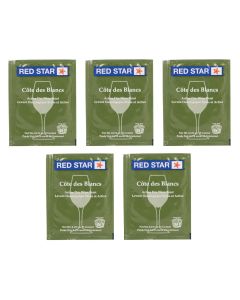 Red Star Cote des Blancs Wine Yeast [Pack of 5, Freshness Guarantee]