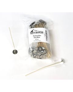 Ultra Core Knitted Candle Wicks [6 Inch, Pre-Waxed and Tabbed, Pack of 60]