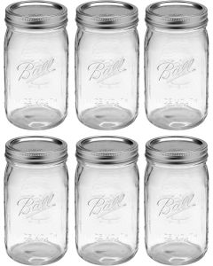 Ball 32 oz Wide Mouth Mason Jars - [6 Pack, With Lids And Bands]