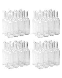 Clear Glass Bordeaux Wine Bottles - [750 ml, Screw Top Finish, With 28 mm White Metal Lids, 48 Bottles, Made In USA]