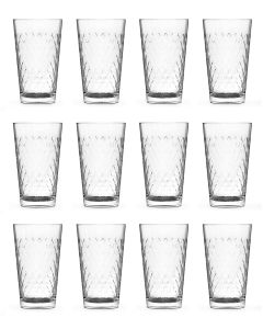 Diamondback Cider and Beer Glasses [11 oz, Crystal Clear Glass, Stackable, Set of 12]