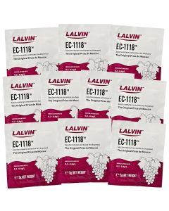Lalvin EC-1118 Wine Yeast [Pack of 10, Up to 18% Alcohol Tolerance, Champagne Strain]