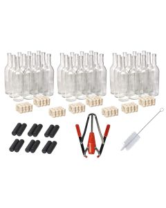 Wine Bottling Bundle – [36 Clear Glass 750ml Bottles, Corks, Shrink Capsules, Hand Corker & Cleaning Brush]